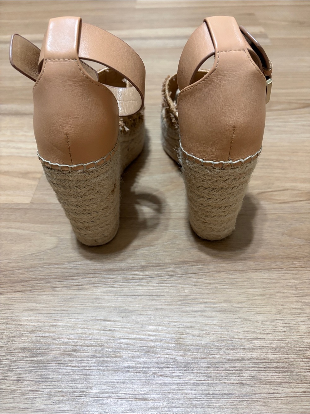 Marc Fisher LTD Mladawn Raffia Fringe Espadrille Wedge Sandals Ankle Strap 7.5 - Picture 5 of 5